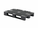 Palette Europe H1-R - 1200 x 800 mm - en r&eacute;g&eacute;n&eacute;rat standard - avec rebords de 7 mm - 3 semelles, face inf&eacute;rieure soud&eacute;e - noire