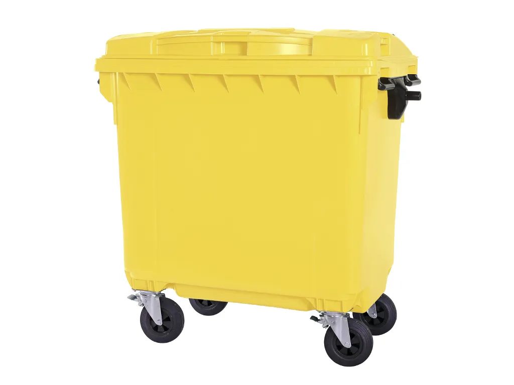 Four-wheeled 770 litre waste container - yellow