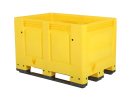 Caisse-palette BIG BOX - 1200 &times; 800 mm - ferm&eacute;e - 3 semelles - jaune