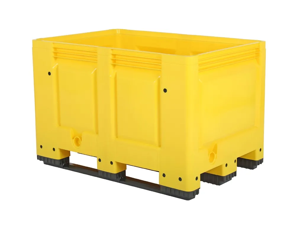 BIG BOX Kunststoff Palettenbox - 1200 x 800 mm - auf 3 Kufen - Gelb