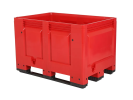 Caisse-palette BIG BOX - 1200 &times; 800 mm - ferm&eacute;e - 3 semelles - rouge