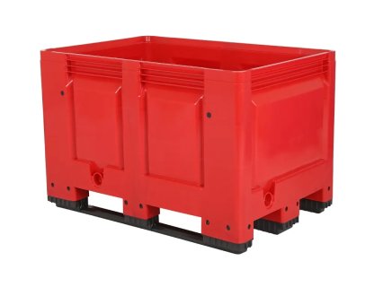 Palettenbox BIG BOX - 1200 &times; 800 mm - geschlossen - 3 Kufen - rot