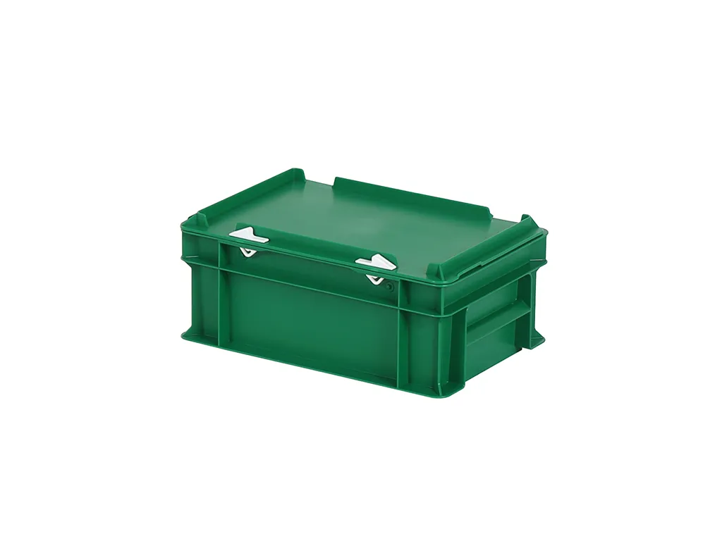 SOLID LINE Stapelbehälter mit Deckel - 300 x 200 x H 133 mm (glatter Boden) - Grün