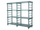 Kunststof rek / Euro stelling - 2000 x 600 x H 1820 mm - 4 schappen - tussenruimte 500 mm - groen / grijs
