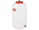 Kunststof vat 125 liter met uitloop naturelwit