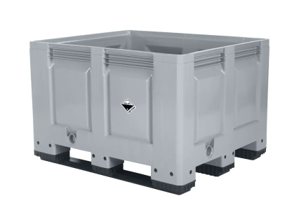 Batteriebox - Kunststoff-Palettenbox - 1200 x 1000 mm - 3 Palettenkufen - grau