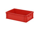 Stapelbak - 600 x 400 x H 175 mm - gesloten handgrepen - gladde bodem - rood