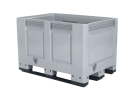 Caisse-palette BIG BOX - 1200 &times; 800 mm - ferm&eacute;e - 3 semelles - gris