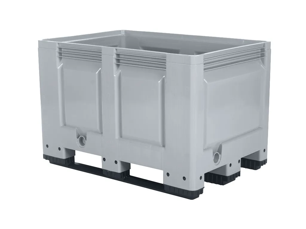 BIG BOX Kunststoff Palettenbox - 1200 x 800 mm - auf 3 Kufen - Grau