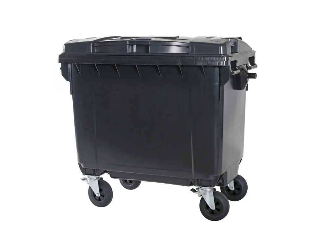 Four-wheeled 660 litre waste container - grey
