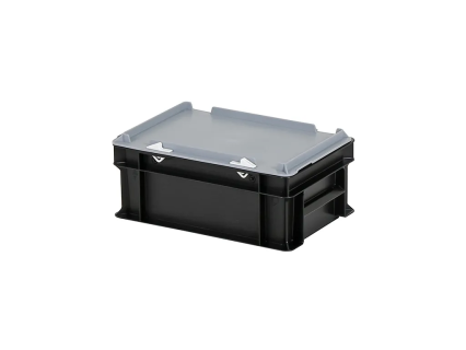 Combicolor Deckelbeh&auml;lter - 300 x 200 x H 133 mm (glatter Boden) - Schwarz-Grau