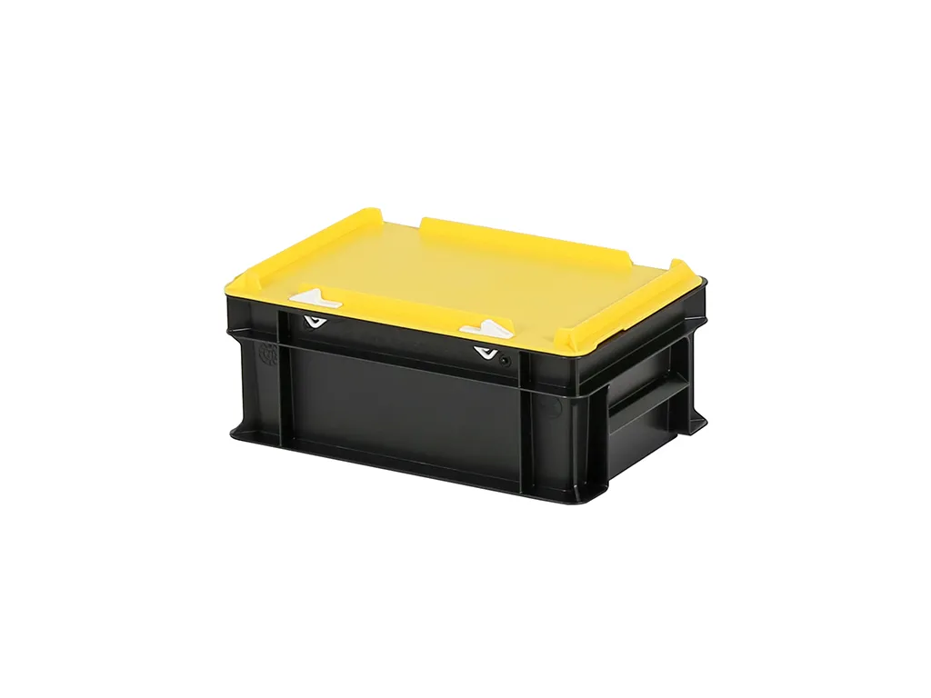 Combicolor Stacking bin with lid - 300 x 200 x H 133 mm - black-yellow