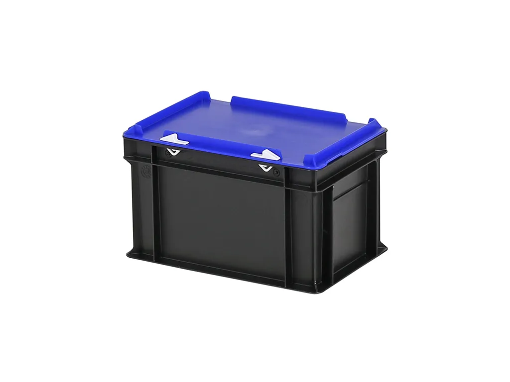 Combicolor Deckelbehälter - 300 x 200 x H 190 mm (glatter Boden) - Schwarz-Blau