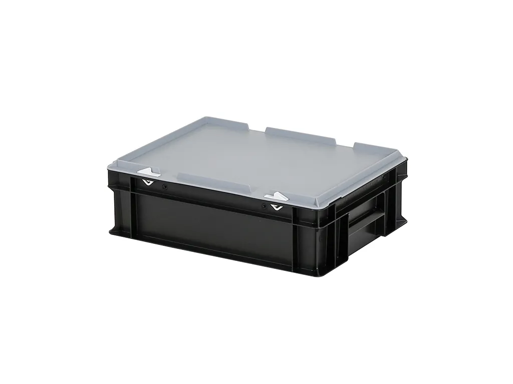 Combicolor Stacking bin with lid - 400 x 300 x H 133 mm - black-grey