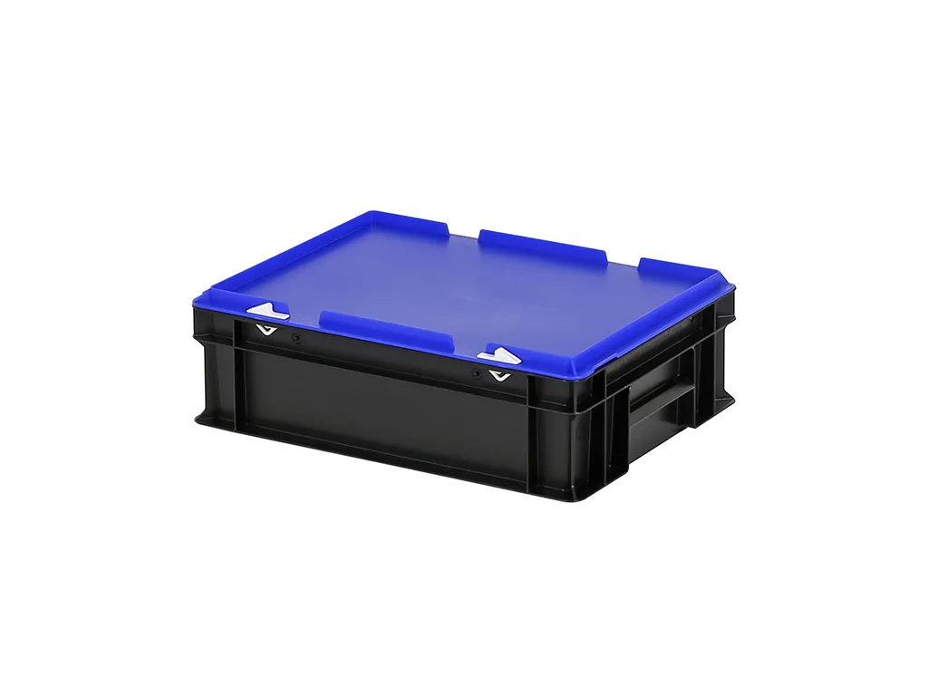 Combicolor Stacking bin with lid - 400 x 300 x H 133 mm - black-blue
