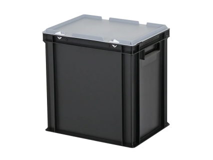 Combicolor dekselbak - 400 x 300 x H 415 mm (versterkte bodem) - zwart-grijs