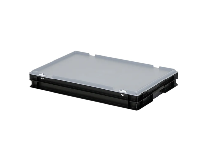 Combicolor dekselbak - 600 x 400 x H 90 mm (gladde bodem) - zwart-grijs