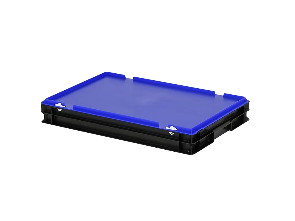 Duocouleur bac et couvercle - 600 x 400 x H 90 mm - Noir-bleu - (fond lisse)
