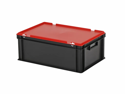 Combicolor dekselbak - 600 x 400 x H 235 mm (gladde bodem) - zwart-rood