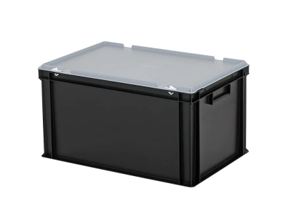 Combicolor Deckelbehälter - 600 x 400 x H 335 mm (verstärkter Boden) - Schwarz-Grau
