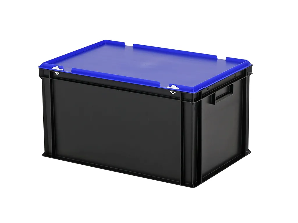 Combicolor Deckelbehälter - 600 x 400 x H 335 mm (verstärkter Boden) - Schwarz-Blau