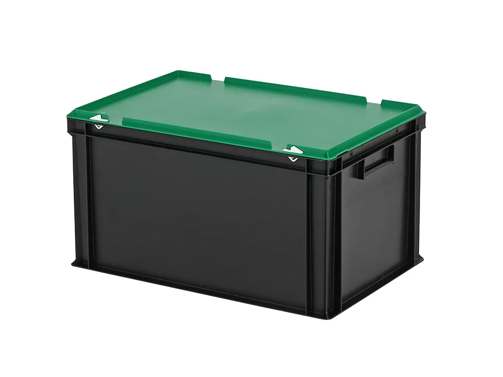 Combicolor Deckelbehälter - 600 x 400 x H 335 mm (verstärkter Boden) - Schwarz-Grün