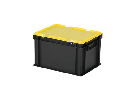 Combicolor dekselbak - 400 x 300 x H 250 mm (gladde bodem) - zwart-geel
