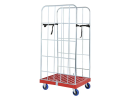Conteneur roulant - pour Euronorm - 2 parois lat&eacute;rales, galvanis&eacute;es - fond en plastique, rouge