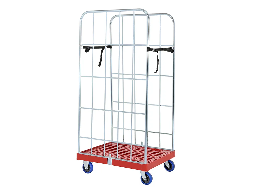 Roll container - two side walls - galvanised - red