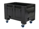 Fahrbare BIG BOX Palettenbox - 1200 x 800 x H 915 mm - 4 Lenkrollen - Gummilaufbelag - schwarz