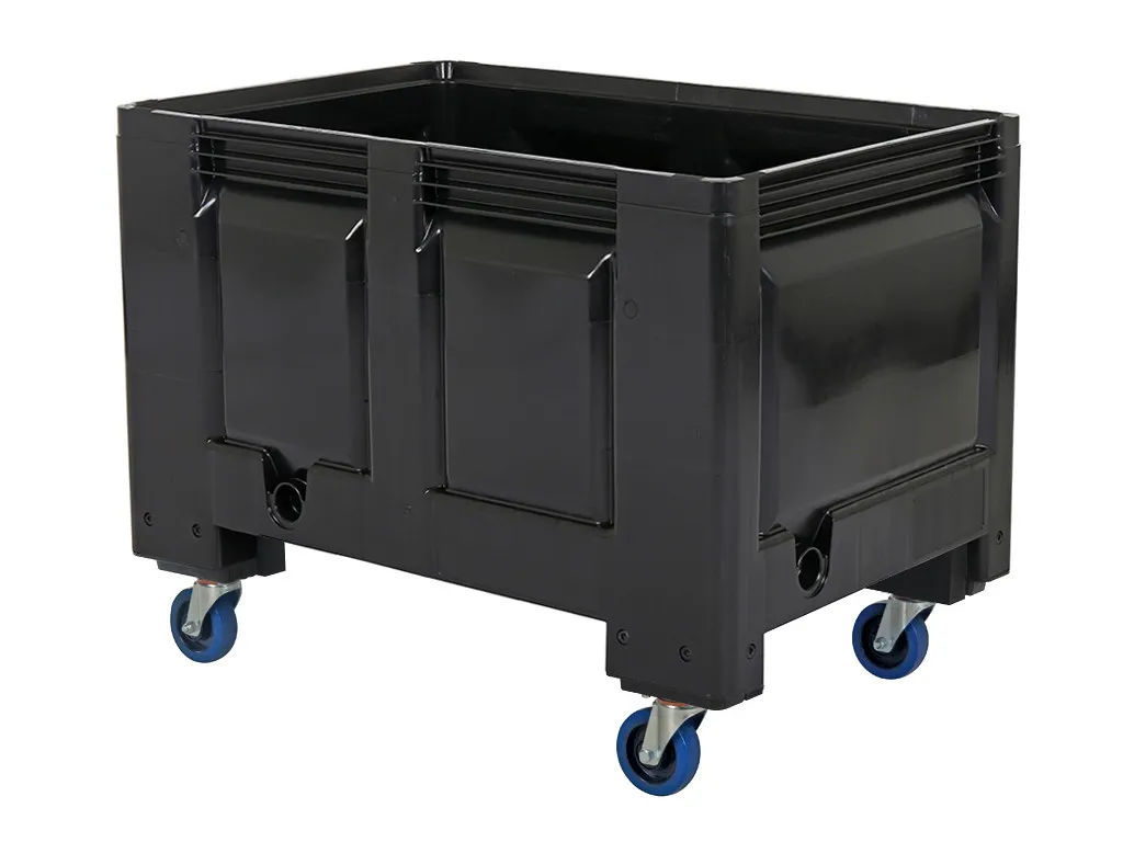 BIG BOX Kunststoff Palettenbox - 1200 x 800 mm - auf Rollen - Schwarz