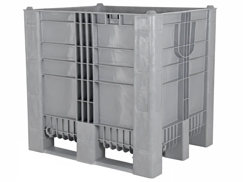 CB3 High kunststof palletbox - 1200 x 1000 mm - 3 palletsledes - grijs