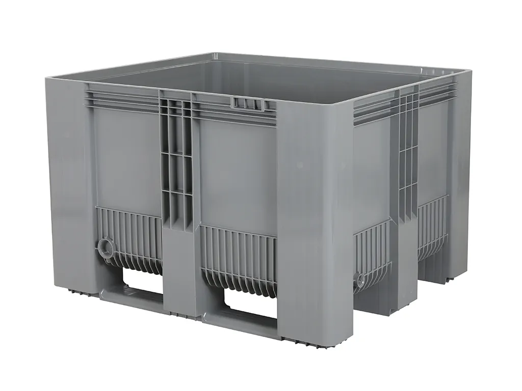 SB3 Kunststoff Palettenbox - 1200 x 1000 mm - auf 3 Kufen - Grau