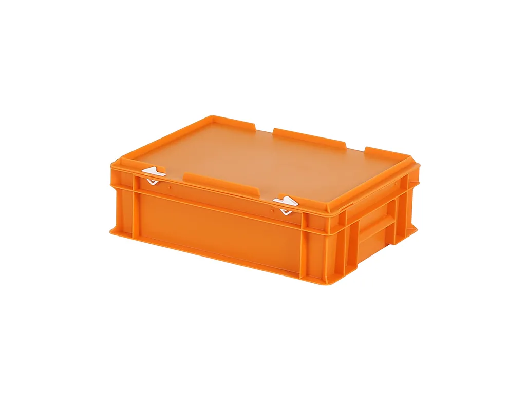 Stapelbehälter mit Deckel - 400 x 300 x H 133 mm (glatter Boden) - Orange