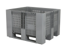 Palletbox type SB3 - 1200 x 1000 x H 790 mm - geperforeerd - 3 sledes - lichtgrijs