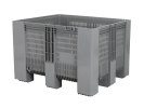 Palettenbox Typ SB3 - 1200 &times; 1000 mm - perforiert - 9 F&uuml;&szlig;e - hellgrau