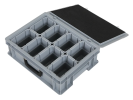 Koffer met inzetbakken - 400 x 300 x H 133 mm - grijs - met 8 stuks inzetbak 1/8 - grijs