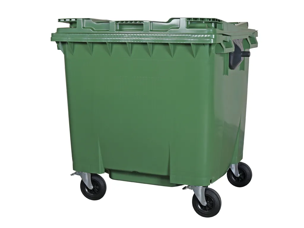 4-Rad Müllgroßbehälter 1100 Liter mit Flachdeckel - Grün
