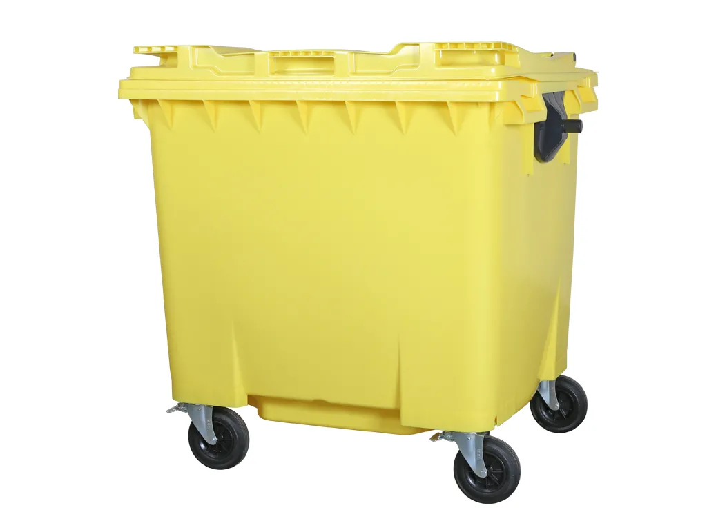 4-Rad Müllgroßbehälter 1100 Liter mit Flachdeckel - Gelb