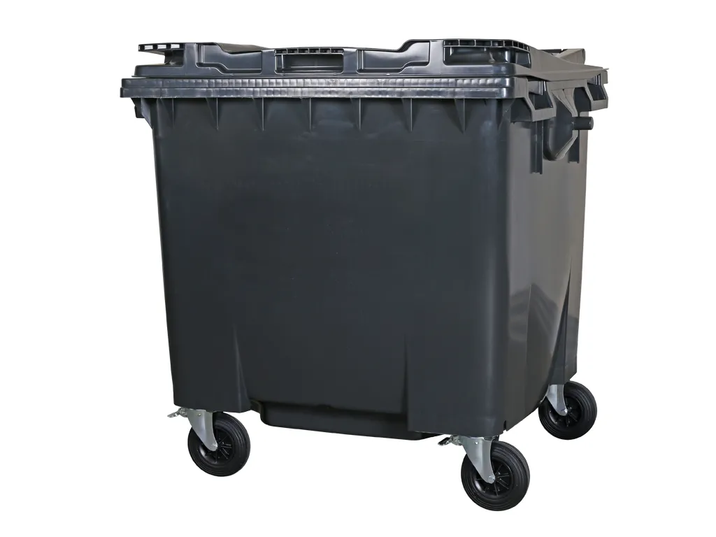 4-Rad Müllgroßbehälter 1100 Liter mit Flachdeckel - Grau