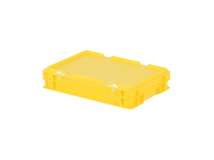 Stapelbehälter mit Deckel - 400 x 300 x H 90 mm (glatter Boden) - Gelb