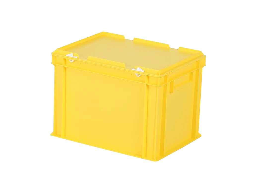 Stapelbak met deksel - 400 x 300 x H 295 mm (versterkte bodem) - geel