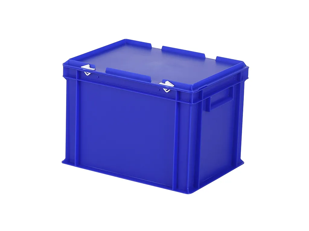 Stacking bin with lid - 400 x 300 x H 295 mm - blue