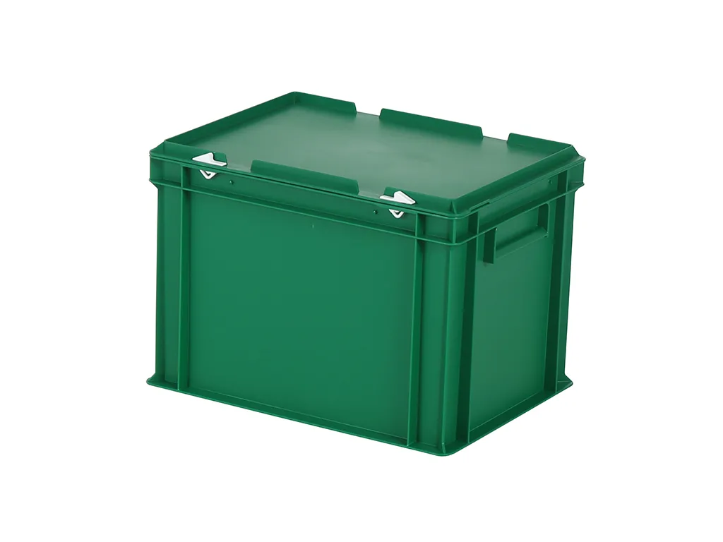 Stapelbehälter mit Deckel - 400 x 300 x H 295 mm (verstärkter Boden) - Grün