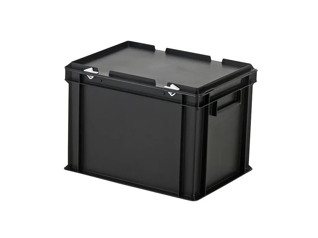 Stacking bin with lid - 400 x 300 x H 295 mm - black