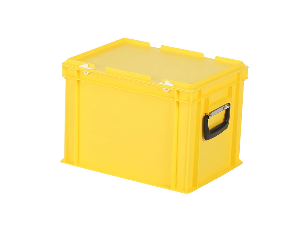 Plastic case - 400 x 300 x H 295 mm - Yellow - Stacking bin with lid and case handles