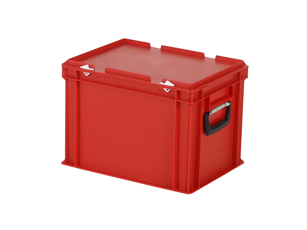 Plastic case - 400 x 300 x H 295 mm - Red - Stacking bin with lid and case handles