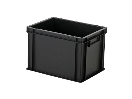 Stapelbeh&auml;lter - 400 x 300 x H 280 mm - geschlossene Handgriffe - verst&auml;rkter Boden - schwarz