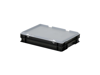 Combicolor dekselbak - 400 x 300 x H 90 mm (gladde bodem) - zwart-grijs