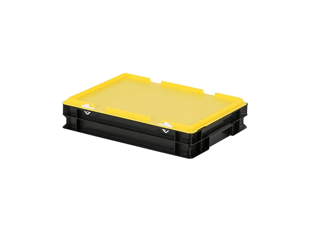 Combicolor Stacking bin with lid - 400 x 300 x H 90 mm - black-yellow